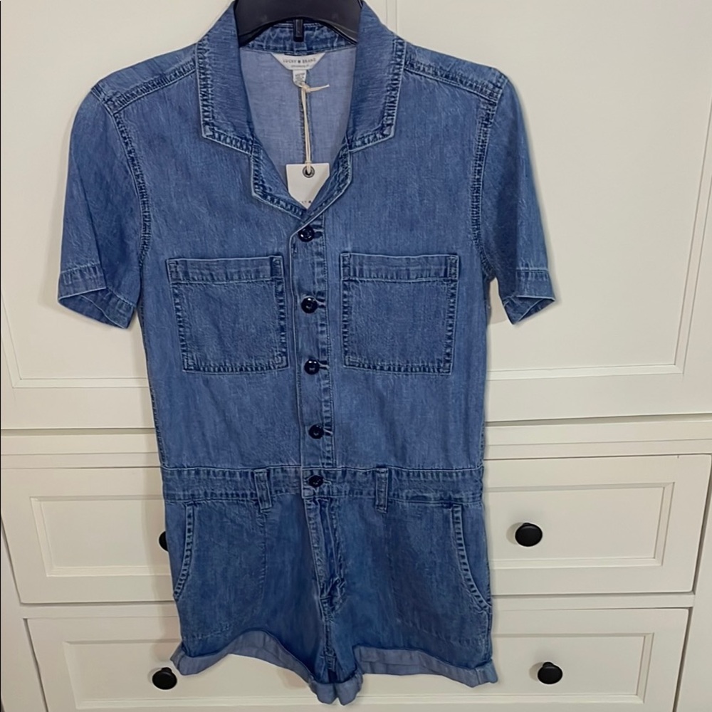 New Lucky Brand light Blue Denim Romper XS
